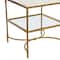 25&#x22; Libertine Genuine Marble and Metal End Table with Glass Storage Shelf